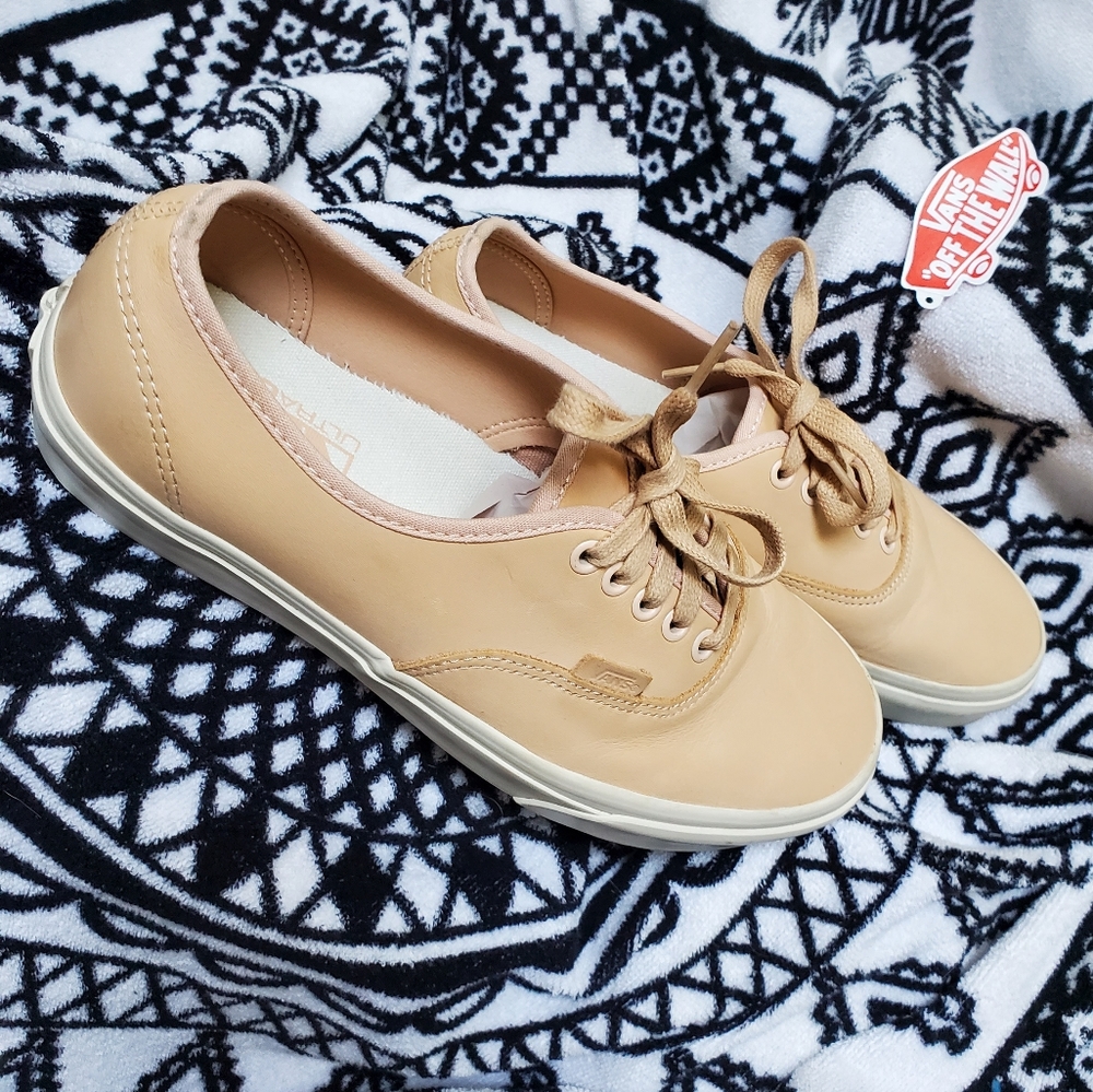 Leather Lace Up Van's Veggie Tan 9.5 Woman's 8 Mens - Picture 2 of 13